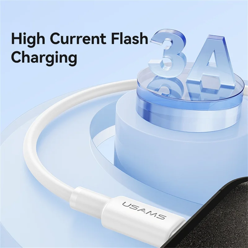 USAMS U90 SJ761 1 m USB-A till Type-C-kabel 3 A snabbladdning dataöverföringskabel, 480 Mbps hastighet – Vit