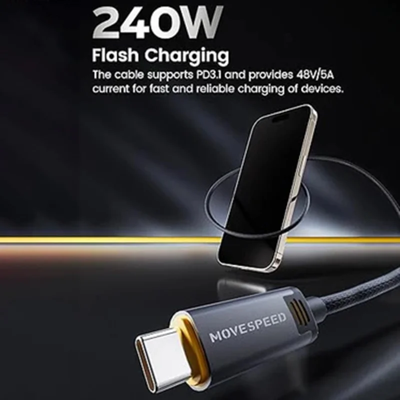 MOVE SPEED MSC01 1.2m Data Cable Full Function 40Gbps High Speed Transfer 240W Fast Charging Cord