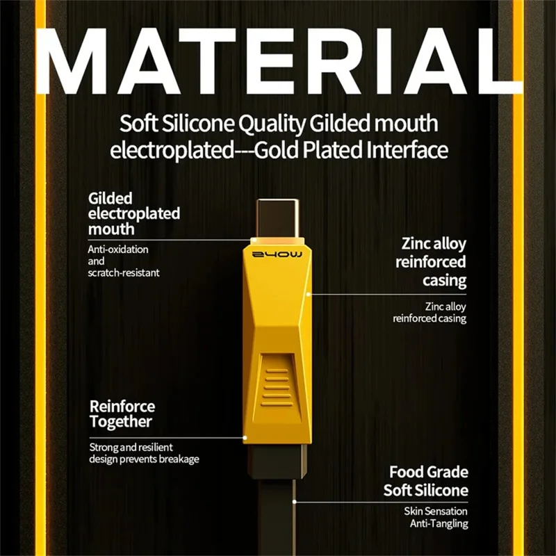 MOVE SPEED YSUCC02-C10 1m Data Cable High Power Transfer USB-C Fast Charging Cord - Yellow