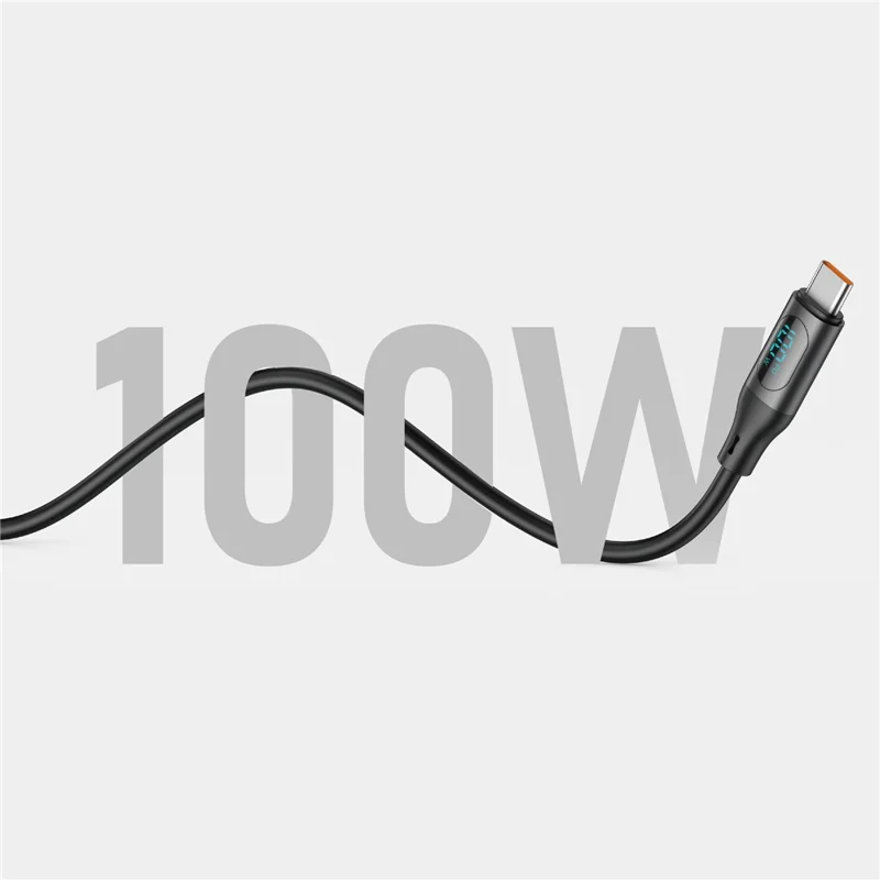 BUDI DC262TT12B 1.2m 100W PD Fast Charging USB C to USB C Cable Digital Display Liquid Silicone Data Wire