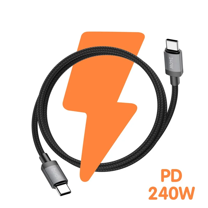 BUDI DC265TT15B 1.5m USB C to USB C PD 240W Fast Charging Magnetic Braided Data Cable