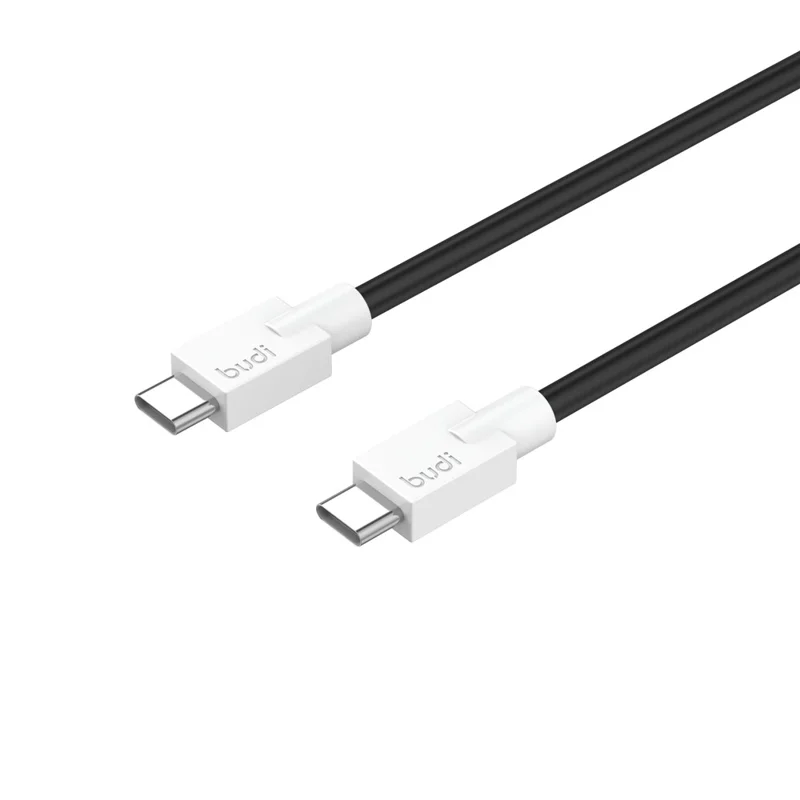 BUDI DC263TT12 1.2m USB C to USB C Data Cord PD 65W Fast Charging Soft TPE Cable - Black