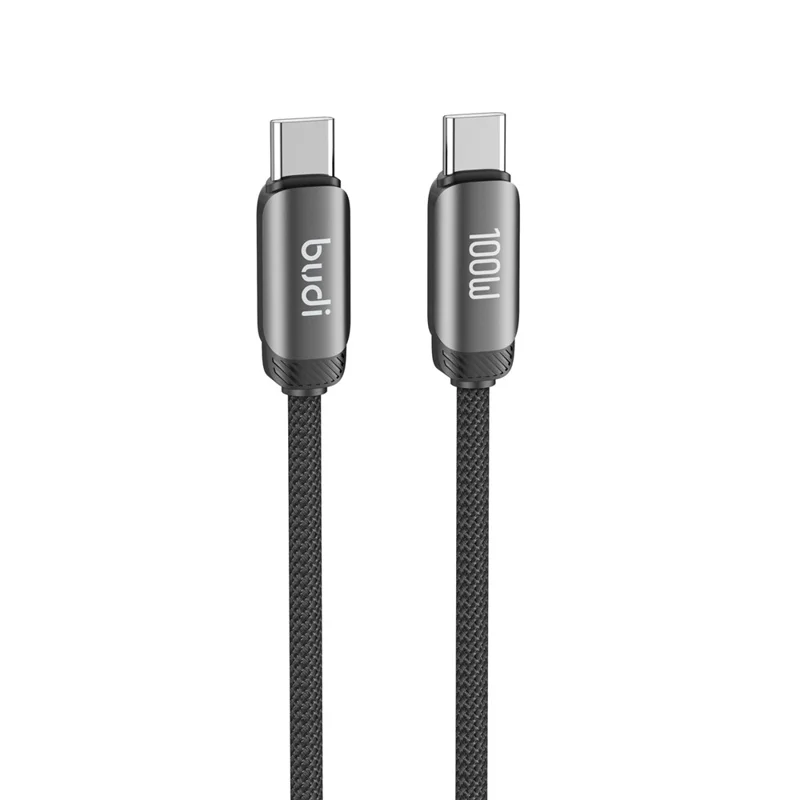 BUDI DC266TT12B 1.2m Braided Data Sync Cord USB C to USB C 100W PD Fast Charging Cable
