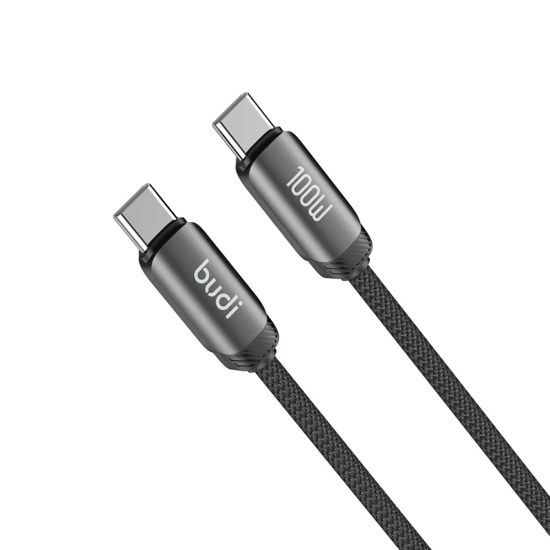 BUDI DC266TT12B 1.2m Braided Data Sync Cord USB C to USB C 100W PD Fast Charging Cable