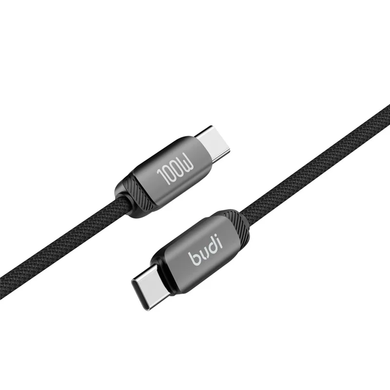 BUDI DC266TT12B 1.2m Braided Data Sync Cord USB C to USB C 100W PD Fast Charging Cable