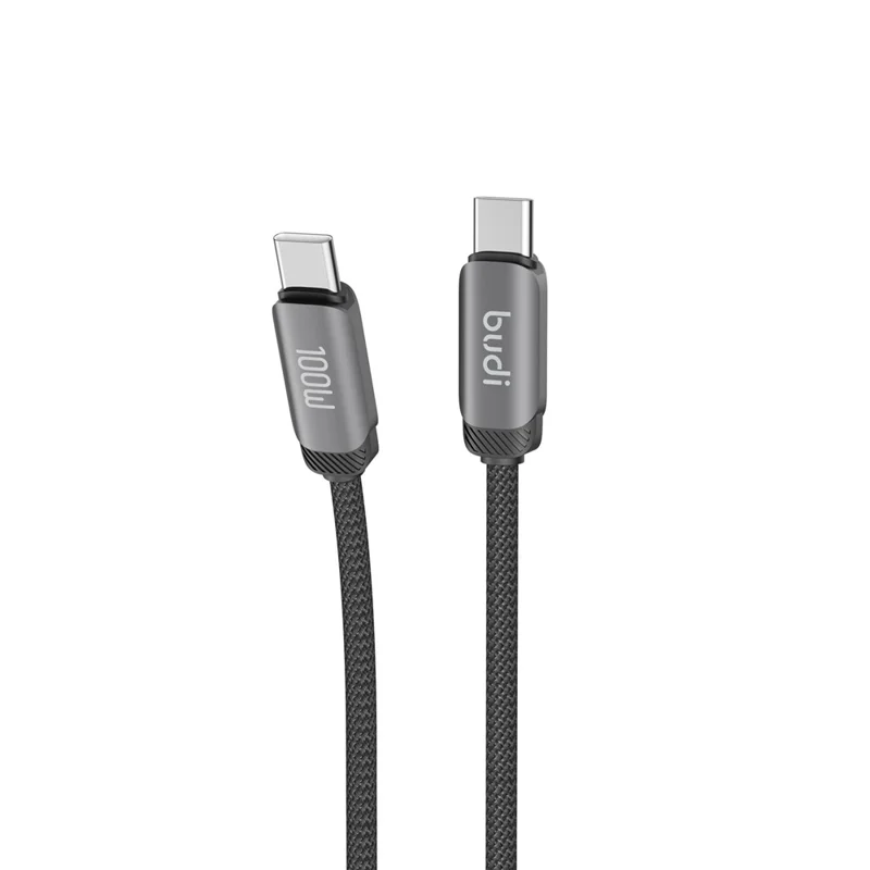 BUDI DC266TT12B 1.2m Braided Data Sync Cord USB C to USB C 100W PD Fast Charging Cable