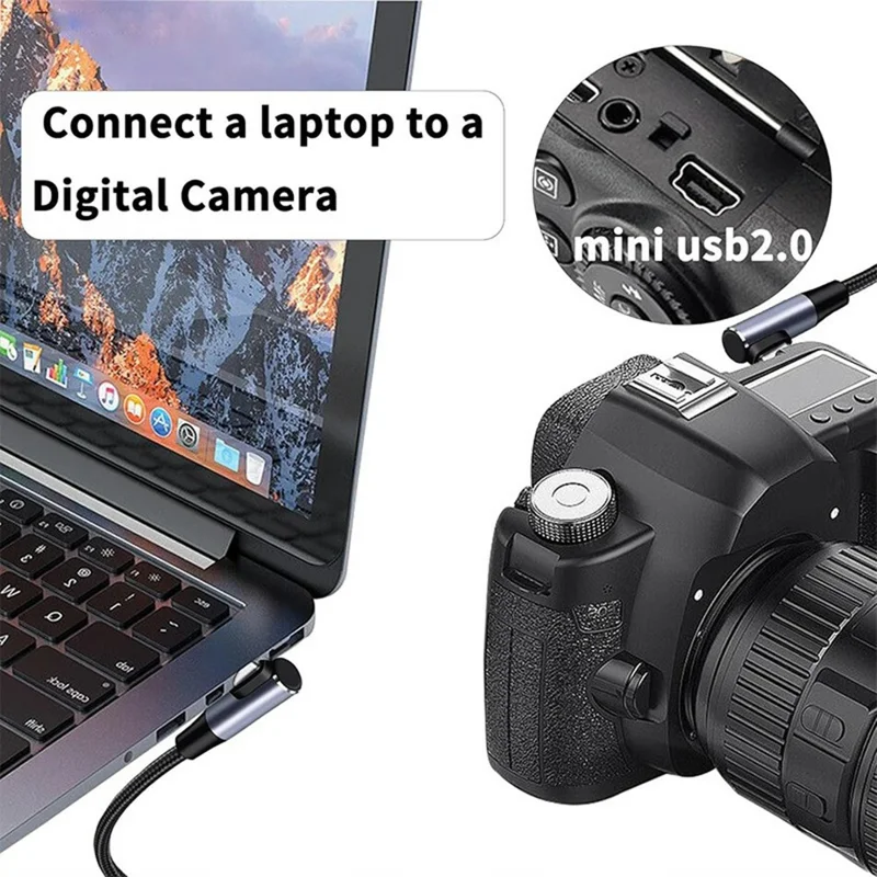 ENKAY HAT PRINCE 1m Angle Type-C to Angle Mini USB 2.0 Fast Charging Cable Efficient Data Transfer Cable