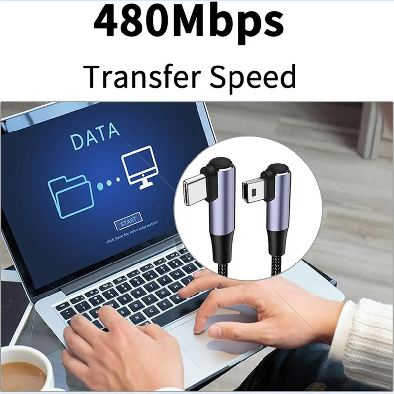 ENKAY HAT PRINCE 1m Angle Type-C to Angle Mini USB 2.0 Fast Charging Cable Efficient Data Transfer Cable