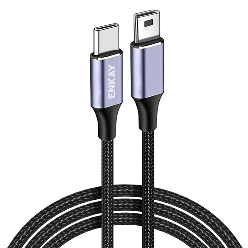 ENKAY HAT PRINCE 1m Straight Type-C to Mini USB 2.0 Charging Cord Support Sync Data Cable