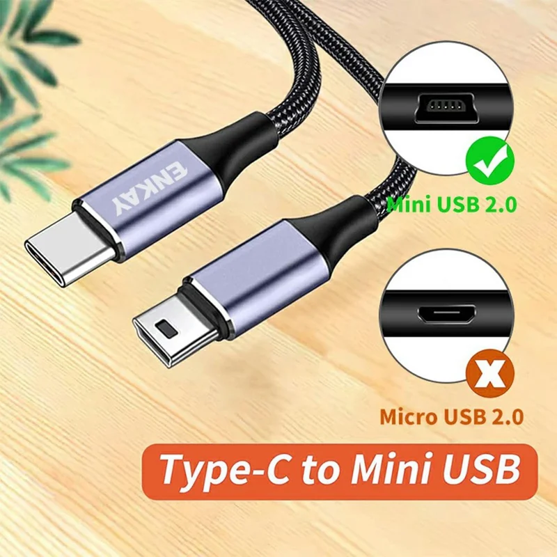 ENKAY HAT PRINCE 1m Straight Type-C to Mini USB 2.0 Charging Cord Support Sync Data Cable