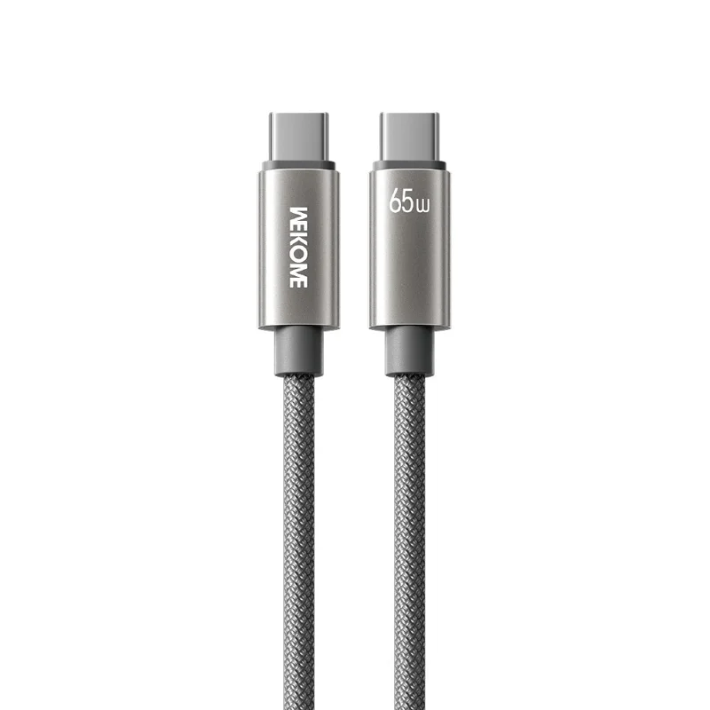 WEKOME WDC-64 Type-C to Type-C Charger Cable 1.2m PD 65W Fast Charging Cable 480Mbps Data Transfer Braided Cord - Grey