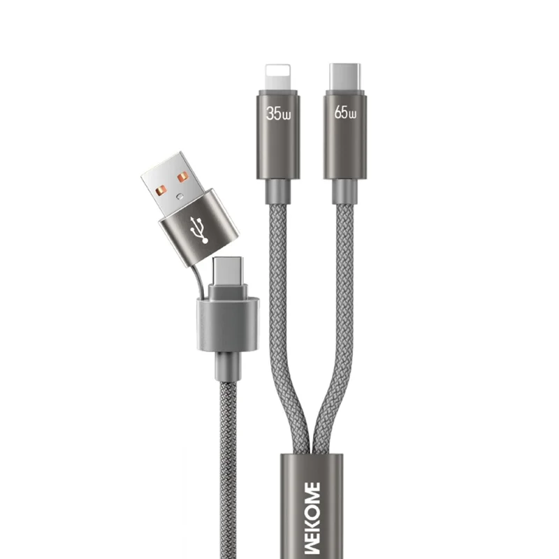 WEKOME WDC-66 USB / Type-C till Type-C / iP-kabel 1,2 m 3 A 65 W extra snabb laddnings- och datasynkkabel - Grå