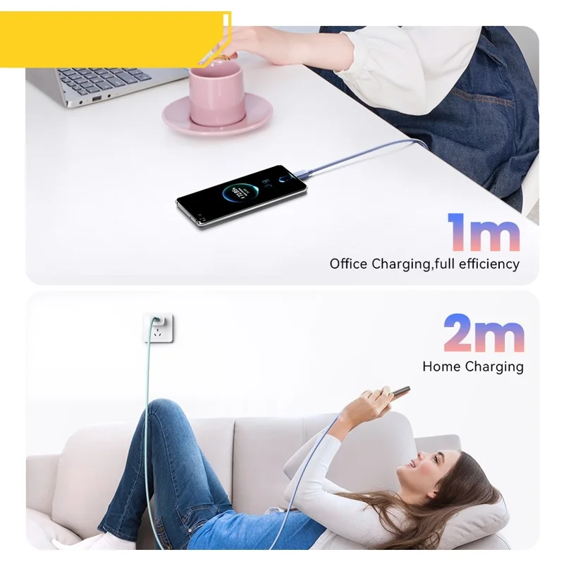 ESSAGER ES-X73 1m USB-A to Type-C Cable 7A 100W Fast Charging Data Sync Cord for Phone  /  Tablet - Purple  /  Green