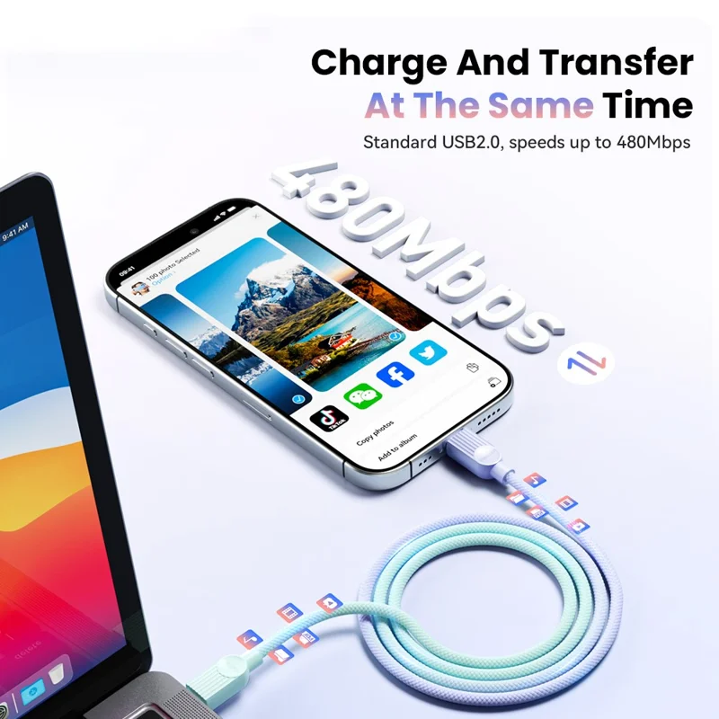 ESSAGER ES-X73 0.25m USB-C to USB-C Cable 60W Fast Charging Data Cable Smart Chip Control - Purple  /  Green