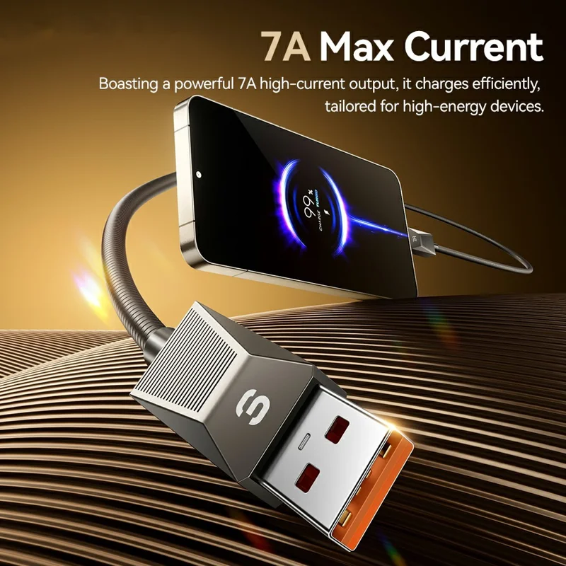 ESSAGER 2m USB A to USB C Stainless Steel Cable 7A Fast Charging 480Mbps Data Sync Cord