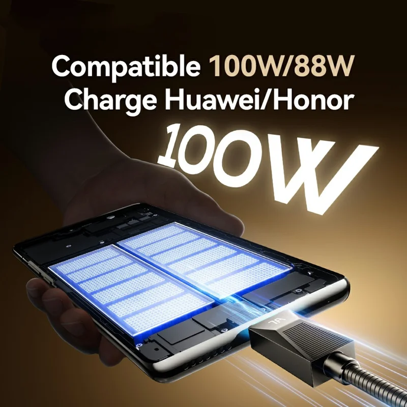 ESSAGER 2m USB A to USB C Stainless Steel Cable 7A Fast Charging 480Mbps Data Sync Cord