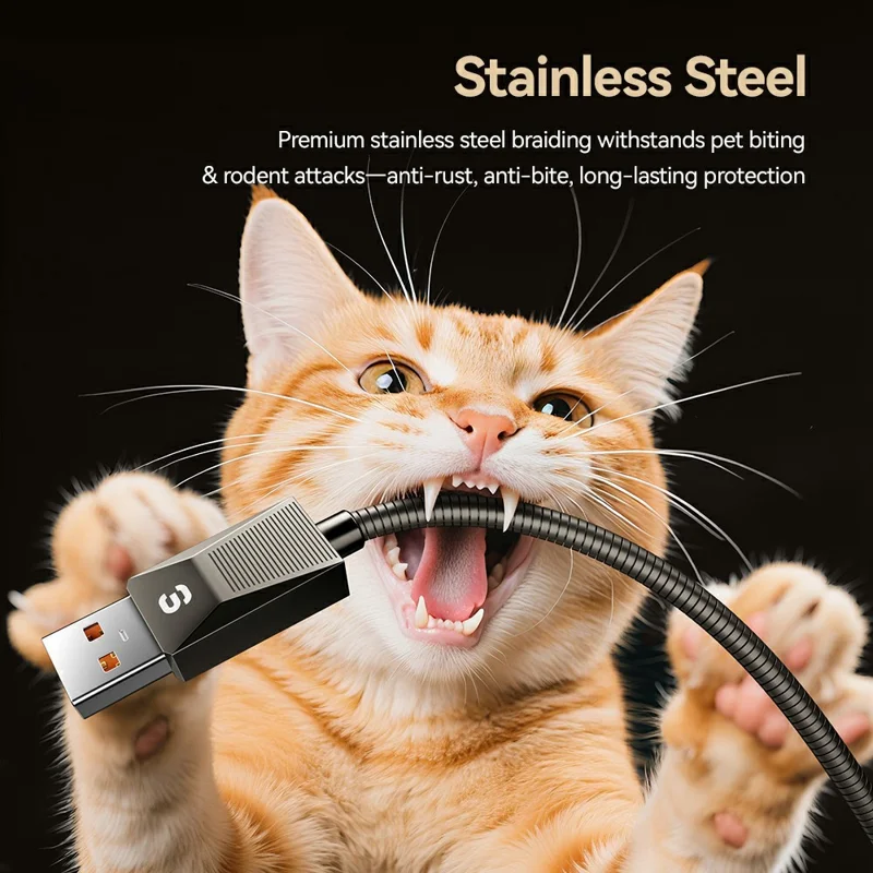 ESSAGER 2m USB A to USB C Stainless Steel Cable 7A Fast Charging 480Mbps Data Sync Cord