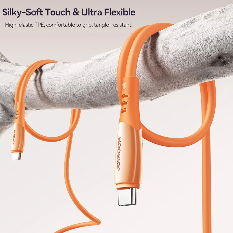 JOYROOM S-A59 1,2 m Type-C till Type-C kabel 60 W snabbladdning dataöverföring – Orange