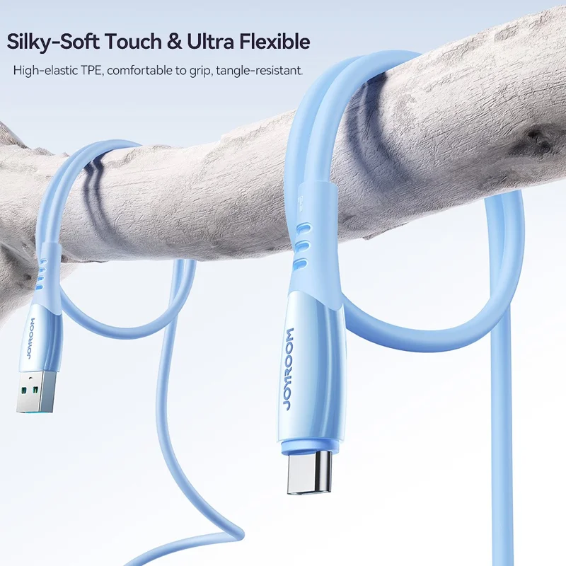 JOYROOM S-A59 Colorful 1.2m USB-A to Type-C Cable 3A Fast Charging Data Transfer TPE Cord - Blue