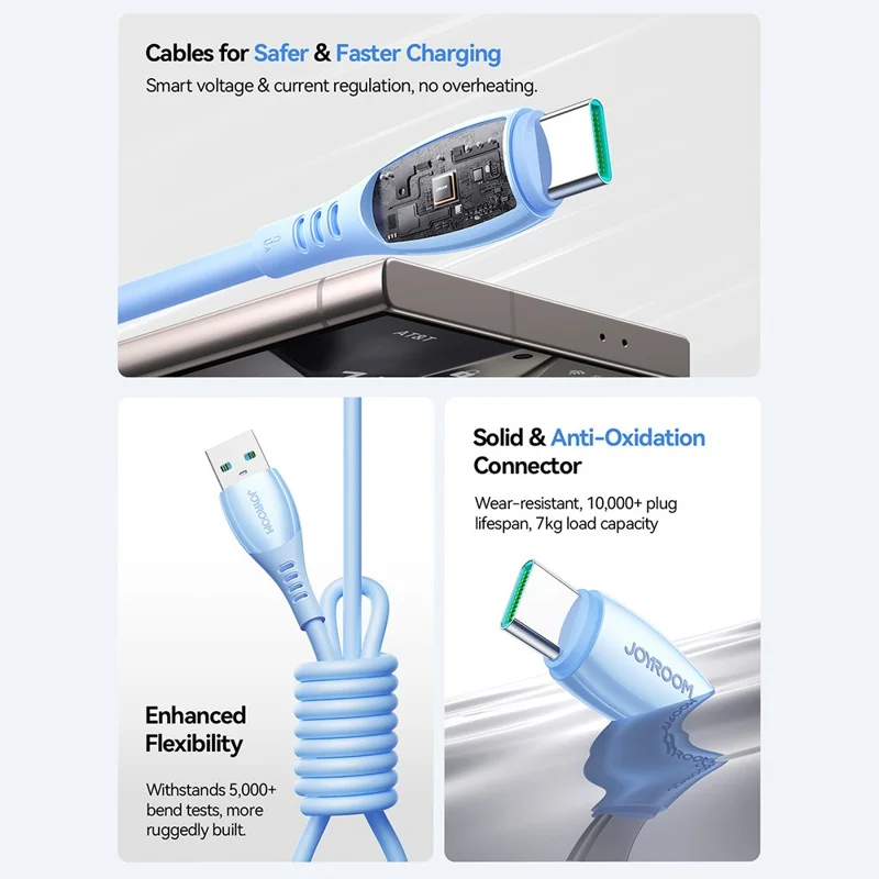 JOYROOM S-A59 Kleurrijke 1,2 meter USB-A naar Type-C kabel 3A snel opladen gegevensoverdracht TPE snoer - Paars