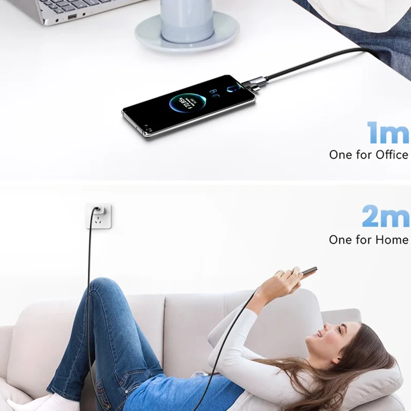 ESSAGER 1m USB-A to USB-C  /  Micro 480Mbps Data Sync Cord 7A 100W Fast Charging Cable