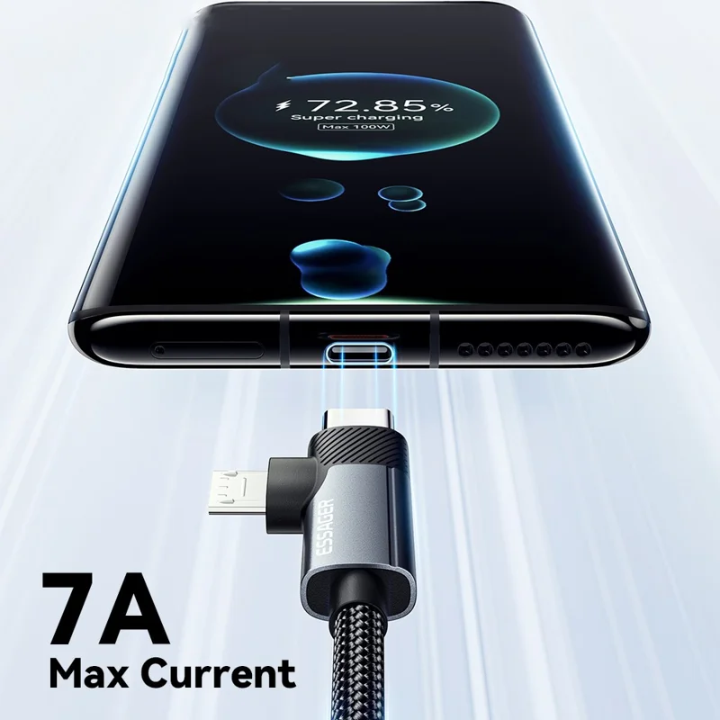 ESSAGER 2m USB-A to USB-C  /  Micro 480Mbps Data Sync Cord 7A 100W Fast Charging Cable