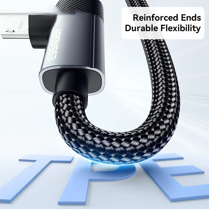 ESSAGER 1m C-C+M 65W Aluminum Alloy Data Cable Type-C to Type-C+M Fast Charging Cable - Grey