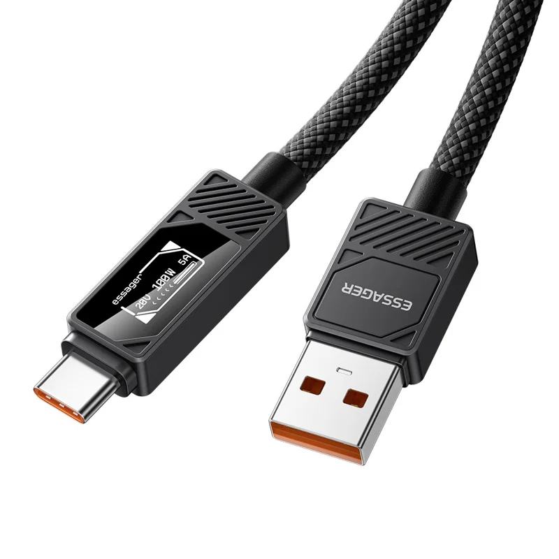 ESSAGER Smart Display USB-A to USB-C Cable 7A Fast Charging 100W Power Delivery Data Cable 1m