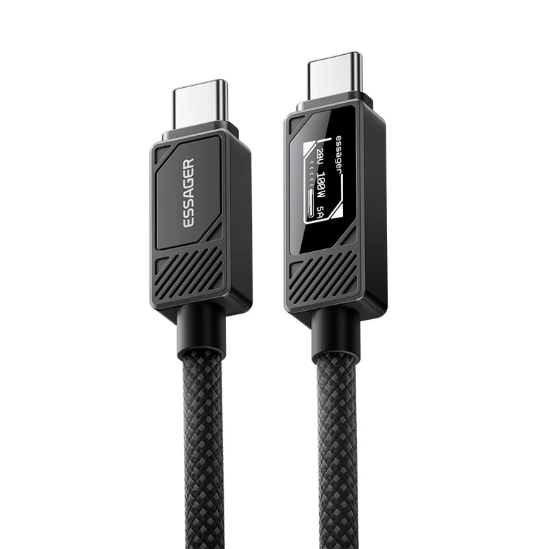 ESSAGER Type-C to Type-C Smart Display Cable 100W Power Delivery 480Mbps Data Transfer Cable 1m