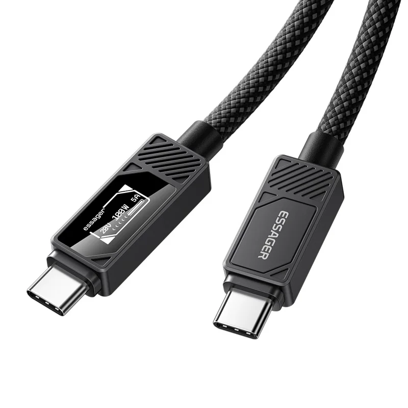 ESSAGER Type-C to Type-C Smart Display Cable 100W Power Delivery 480Mbps Data Transfer Cable 1m