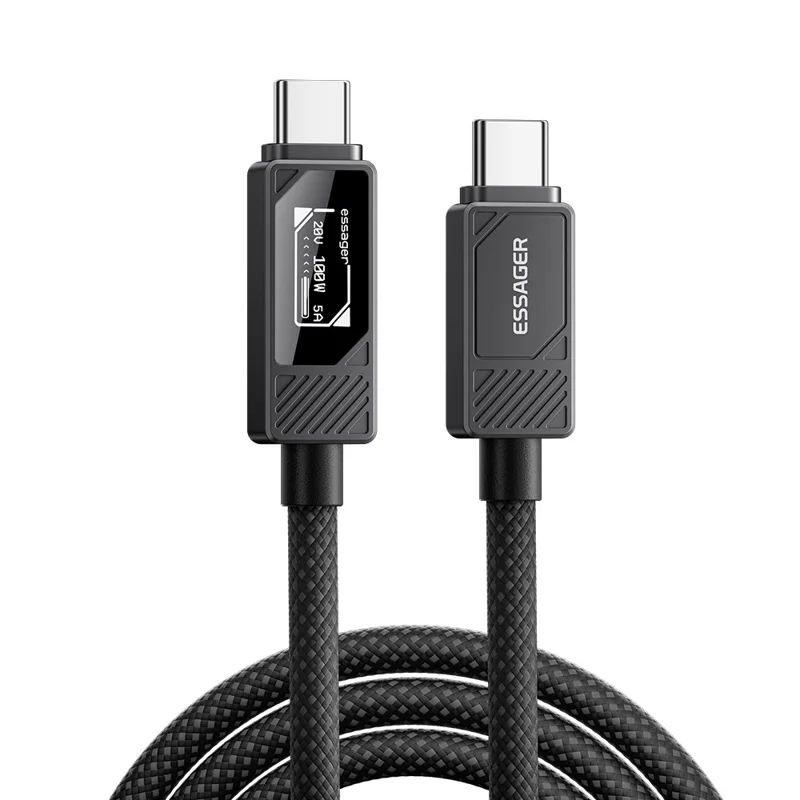 ESSAGER Type-C to Type-C Smart Display Cable 100W Power Delivery 480Mbps Data Transfer Cable 2m