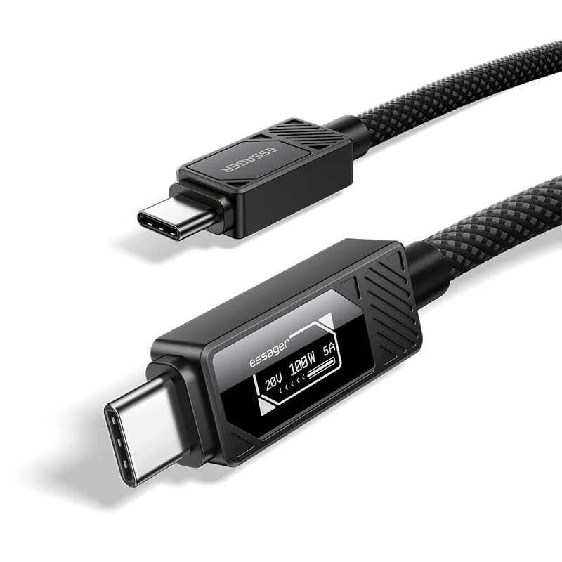 ESSAGER Type-C to Type-C Smart Display Cable 100W Power Delivery 480Mbps Data Transfer Cable 2m