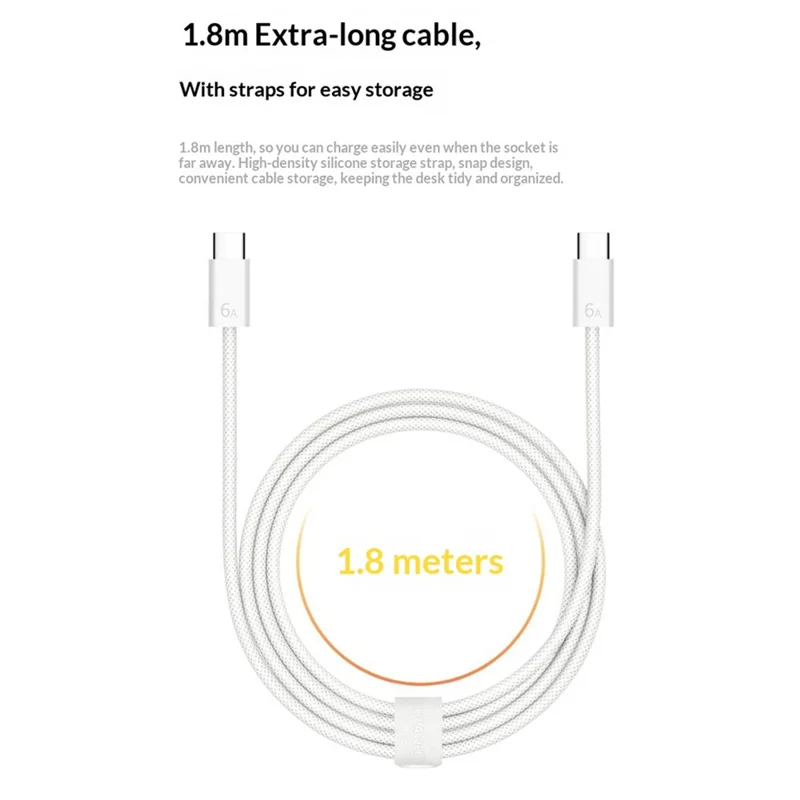 HUAWEI 1,8 m, 120 W, wysoka moc, 6 A, szybkie ładowanie, przewód danych typu C do typu C, pokryty tkaniną, do smartfona/tabletu/laptopa