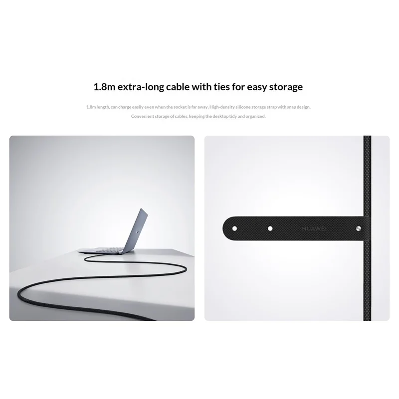 HUAWEI 1,8 m 140 W højtydet 7 A hurtig opladning Type-C til Type-C netværksdatabeskyttelse til smartphone / tablet / bærbar computer