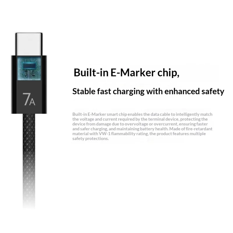 HUAWEI 1,8 m 140 W højtydet 7 A hurtig opladning Type-C til Type-C netværksdatabeskyttelse til smartphone / tablet / bærbar computer