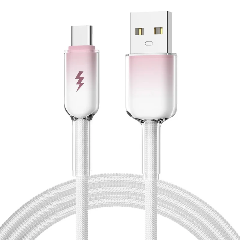 ENKAY HAT PRINCE 1m 60W USB to Type-C Cable Fast Data Transfer Charging Cord Gradient Ice-Transparent Braided - Pink