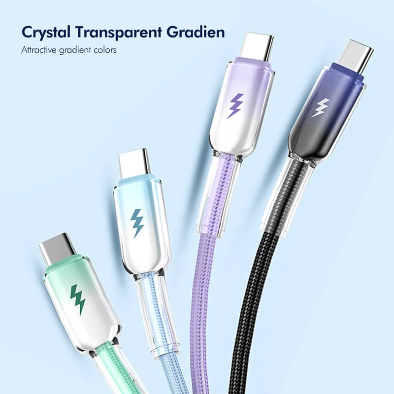 ENKAY HAT PRINCE 1m 60W USB to Type-C Cable Fast Data Transfer Charging Cord Gradient Ice-Transparent Braided - Pink