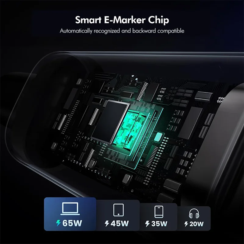 ENKAY HAT PRINCE 1m PD 100W Nylon Braided Type-C to Type-C Cable Fast Charging Data Transfer Cord with E-Marker Chip - Black