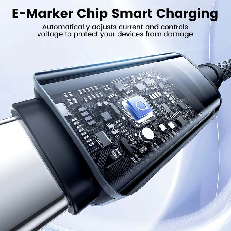 TOOCKI TX112C2 2m PD 100W USB-C to USB-C Fast Charging Cable Built-in E-Marker Chip 480Mbps Data Transfer Cable - Black