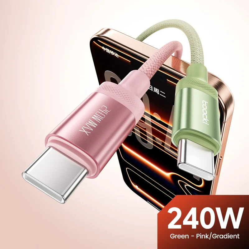 TOOCKI TX108C4 1 m PD 240 W Kabel szybkiego ładowania USB-C do USB-C Wbudowany czip E-Marker Kabel danych 480 Mbps do laptopa / tabletu / telefonu