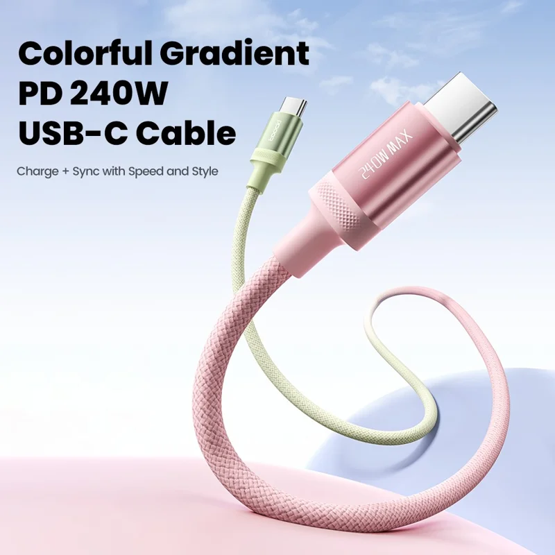 TOOCKI TX108C4 2 m PD 240 W USB-C till USB-C snabbladdningskabel med integrerad E-Marker-chip 480 Mbps datakabel för bärbar dator / surfplatta / telefon