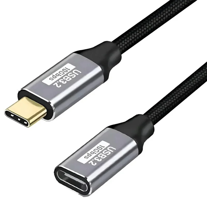 Cable de extensión de 3 m de aleación de aluminio Tipo-C macho a hembra, cable de datos USB 3.1 Gen2, soporte para video 4K/60 Hz, transferencia de datos a 10 Gbps
