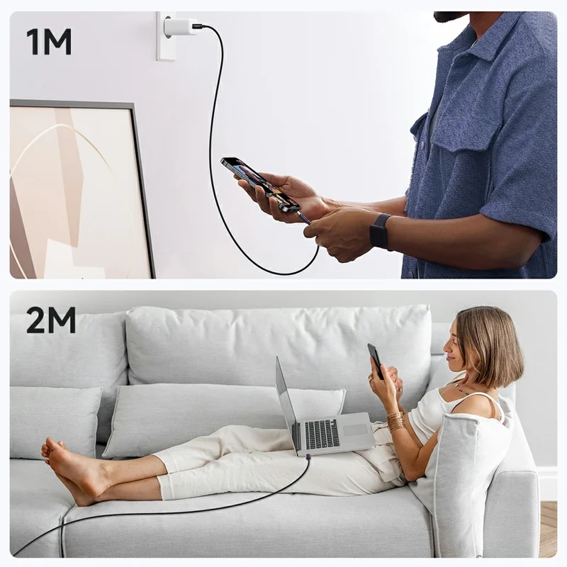 TOOCKI TX109C4 2m PD 240W USB-C to USB-C Ring Light Data Cable 480Mbps Fast Data Transfer Cable with E-Marker Chip for Laptop Phone - Black