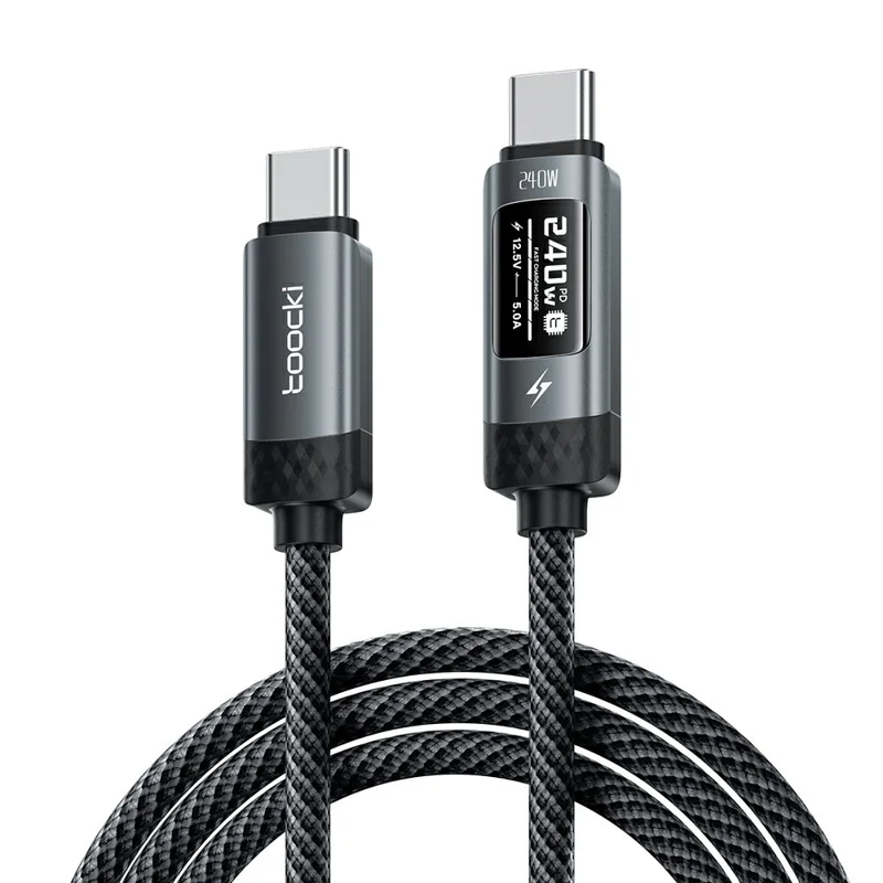 TOOCKI TX111C4 240W OLED Display USB-C Cable 1m Fast Charging Cord Data Transfer 480Mbps for Laptops / Tablets / Phones