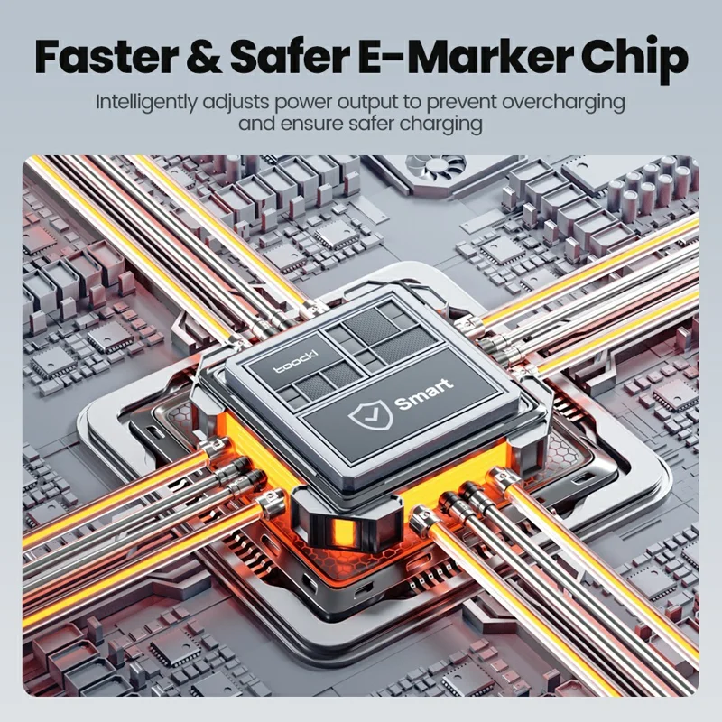 TOOCKI X118C2 1,2 m USB-A / USB-C naar USB-C / iP 480 Mbps gegevenskabel PD 100W snelladingskabel met E-Marker chip voor laptop telefoon - Zwart