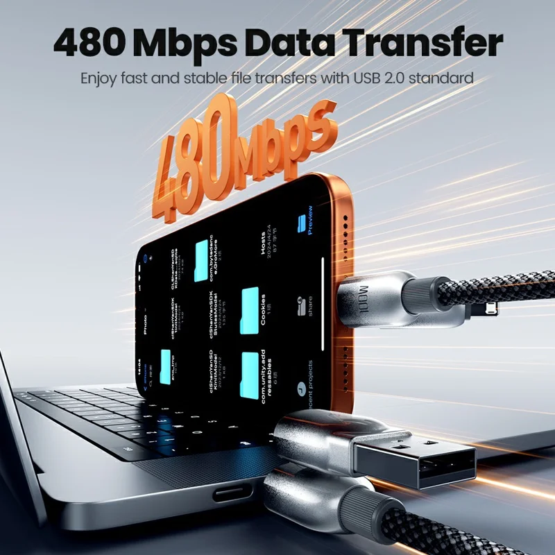 TOOCKI X118C2 1,2 m USB-A / USB-C naar USB-C / iP 480 Mbps gegevenskabel PD 100W snelladingskabel met E-Marker chip voor laptop telefoon - Zwart