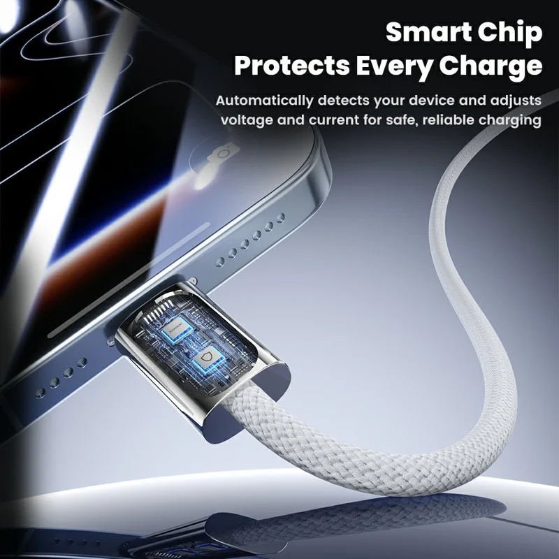 TOOCKI TX110C2 2 m Mini zinklegering USB-C naar USB-C kabel PD 60 W snellaadkabel met slimme chip voor laptop en telefoon - Wit