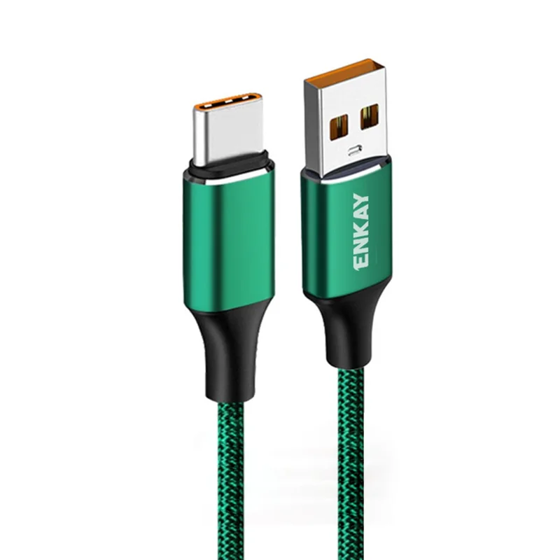 ENKAY HAT PRINCE 1m 120W 6A USB to Type-C Fast Charging Cable 5Gbps Data Transfer Cord - Green