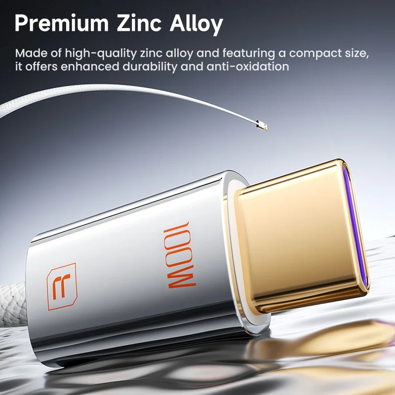 TOOCKI TX110A2 2m 100W Mini Zinc Alloy USB A to C Cable 480Mbps Data Transfer Cable with Smart Chip for Laptop Phone Tablet - White