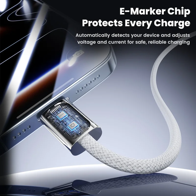 TOOCKI TX110C3 1 m 100 W Mini zinklegering USB-C naar USB-C kabel 480 Mbps gegevensoverdracht kabel met slimme chip - Wit